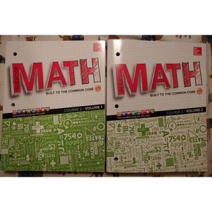 NEW! McGraw Hill Math GLENCOE 2015 Course 2; Volumes 1 & 2 student editions